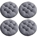 Sitzkissen Rund 40cm - 4 Stück Bequemes Stuhlkissen, Rutschfest Waschbare Sitzpolster, Bodenkissen Rund, Bequemes Sitzkissen Stuhlauflage für Esszimmer Wohnzimmer Studierzimmer Indoor & Outdoor(Grau)