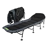 CATIX D-Camou 8-Leg Bedchair – extra Lange & breite Angelliege mit 8 verstellbaren Beinen, 150 kg Tragkraft & gepolstertem Kopfteil - Campingliege, Karpfenliege, Outdoor Liege – Black/Grey Camou