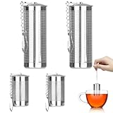 4 Stück Teesieb Edelstahl, 2 Größen Teesieb für Losen Tee mit Kettenhaken, Teefilter Edelstahl mit Deckel, Teesieb für Tasse, Teeei für Teekannen, Tassen, Teeflaschen
