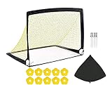 PodiuMax Faltbar Pop Up Fußballtor mit 5 x Hütchen, 4 x Bodenanker, Schnell Aufzustellen,Tragbar und Stabil, 123 x 90cm