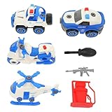 Gogogmee Polizeiauto Set zum Zusammenbauen Interaktives DIY Fahrzeug für Jungen Fördert Kognitive Fähigkeiten Motorische Entwicklung Praktische Lernspielzeuge Buntes Montage Set