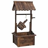 vidaXL Wunschbrunnen mit Pumpe, Wasserbrunnen für den Außenbereich, Gartenbrunnen für Gartendekoration, Wasserfontäne Zierbrunnen, Massivholz Tanne