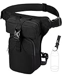 Eshow Beintasche Motorrad für Damen Herren, Oberschenkeltasche Bauchtasche aus Segeltuch, Stabil Taktische Tasche Verstellbarer Hüftgurt, Gürteltasche für Wandern Radfahren Angeln Freizeit Schwarz
