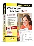 Rechnungsdruckerei 2025 Gold Edition – Rechnungsprogramm für Unternehmer, Handwerker, Kleingewerbe - Kunden und Artikel verwalten inkl. E-Rechnung - kompatibel mit Windows 11, 10, 8.1, 7