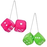 KHIRY Car Hanging Furry Dice, Hängende Würfel,Plüschwürfel Weiß Auto Plüsch Würfel Autowürfel Fuzzy Dice