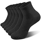 anqier 6 Paar Sneaker Socken Herren Damen Quarter Sportsocken Kurze Laufsocken 43-46 Crew Socks mit Frotteesohle Atmungsaktives Halbhoch Wandersocken 39-42