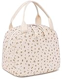 LEDAOU isolierte Lunch-Box Frauen wiederverwendbare Lunch-Tasche Cord Mittagessen Tote Handtaschen auslaufsichere thermische Kühler Mittagessen Fall große Kapazität Lunch-Box (Kord Blume)