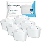 Wessper Wasser Filter Kartusche, Filter für Wasser, Wasserfilter mit Aktivkohle und Lonenaustauscherharz, Ersatz Aquaphor, Amazon, Philips, Pearlco Filterkartuschen – 6 Stück