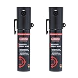 ABUS Abwehrspray SDS80 Mini zur Tierabwehr – Pfefferspray zur Selbstverteidigung bei Tierangriffen – Jet-Sprühstrahl für bis zu 3 m Reichweite – für Hand- und Jackentaschen - je 20 ml - 2er Set