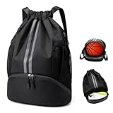 TOSAVGA Turnbeutel mit Kordelzug, Wasserdicht Sportbeutel mit Schuhfach, Sportrucksack mit Innentasche, Außentasche, Gym Bag Turntasche Große Kapazität, Schwimmbeutel für Damen Herren Kinder Jungen