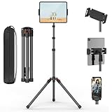 XXZU 182CM Tablet Halterung Stativ, Tablet Ständer 360 ° Drehbar Handy Stativ Höhenverstellbar Tablet Bodenständer Klappbarer Tablet Halter zum Ansehen/Live-Streamen Kompatibel mit Tablet-Telefon