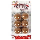 FLYPOP'S - 6 Tischfußballbälle - Spielzubehör - 040084 - Braun - Kork - Tischfußball - Geschicklichkeitsspiel - Geräuscharm - Langlebig - 4 cm x 4 cm - Ab 5 Jahren