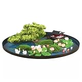 Tischdekoration, Drehtisch, Hoteltisch, Esstisch im chinesischen Stil, Landschaftsdekoration mit Bonsai-Blumen, simulierte Landschaft für runde Tische (80 cm)