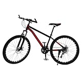 Fridgestea 26 Zoll Mountainbike, 21 Gang Fahrrad Jugendfahrrad MTB mit Scheibenbremsen vorne und hinten für Jungen Mädchen Damen Herren Erwachsene (Schwarz+Rot)