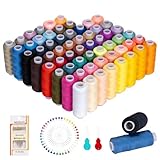 60 Farben Nähgarn für Nähmaschine, Garn 250 Yard/Rollen 100% Polyester Nähfaden Sewing Thread, Faden set mit Nadeln, Einfädler und Stecknadeln
