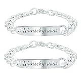 Partnerarmbänder mit Gravur, Armband Damen Herren, Set selber machen, personalisierte Geschenke, Freundschaftsarmbänder, Jahrestag Geschenk für Ihn, Partner Geschenke, Armbänder Liebe (Silber)