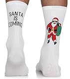 TODO Sport Weihnachtssocken Damen. Lustige Weihnachtssocken. Weihnachtssocken Weiß (Socken Santa is Coming 35-38)