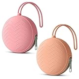 Aolso Silikon Baby Schnullerbox, 2pcs Aufbewahrung Schnullerhalter Case, BPA-Frei Schnullertasche, Tragbare Schnulleraufbewahrung Box, Wasserdicht Schnullerbox, Mädchen & Junge (Rosa/Bohnenpaste)