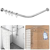 Duschvorhangstange Verstellbare L Form inkl. 24 Ringe Duschvorhangwinkelstangen ohne Deckenhalterung, Erweiterbar Duschstange Ecke Rostfrei, Badewanne&Dusche (Bohren Müssen, 70-100 × 70-100 cm)