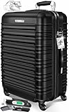 KESSER® Reisekoffer Großer Hartschalen-Koffer Inkl. Kofferwaage + Gepäckanhänger | Trolley Gepäck Rollkoffer Zahlenschloss 4 Rollen ABS Teleskopgriff (75x50x32cm / 120 Liter Schwarz)