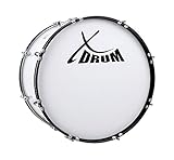 XDrum MBD-220 Marsch Bass Trommel, Fußball Pauke 20' x 12' (6,5 kg, 4 Ösen, Spannschrauben, inkl. Paar Schlägel, Tragegurte, Stimmschlüssel) weiß
