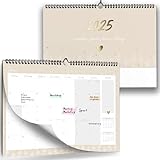 Kalender 2025 Wandkalender I Monatskalender A4 mit Kästchen I A4 Querformat I Geeignet für Paare, Singles oder Familien I Beige I Perfekt als Familienplaner, Monatsplaner für Zuhause oder Büro...