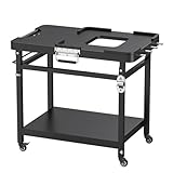 WELL GRILL Faltbarer Grillwagen Outdoor Grilltisch für Ninja Woodfire OG701EU OO101EU OG901EU OG850EU, Pizza-Ofen Servierwagen mit Beistelltisch für Enders Urban, Weber Q Series