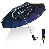 Kalolary 62 Inch Automatische Regenschirm Golfschirme Extra große, Foldable Golf Regenschirm sturmsicher Winddichte wasserdichte Doppelt Überdachung Sonnenschutz(Blau)
