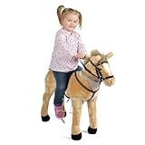 Pink Papaya Stehpferd zum draufsitzen | 75cm Spielpferd zum Reiten Mary | Pferd zum Reiten für Kinder mit Sound | Sattel Pferd