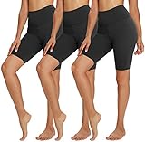 TNNZEET 3er Pack Radlerhose Damen High Waist Shorts Kurze Sporthose Blickdicht Sommer Leggings Unter Kleider für Sport Yoga,Schwarz/Schwarz/Schwarz,S-M