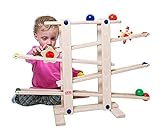 Trihorse – Holz Kugelbahn Maxi inkl. 1 Rollkasper, 1 Rollblume und 4 großen Kugeln – Murmelbahn für maximalen Spielspaß & Entwicklungsförderung – Rollbahn für Kinder von 1-6 Jahren (71 x 50 x 11 cm)