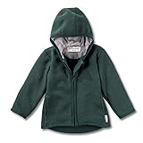 Hofbrucker Wollwalk Jacke aus Merino Wolle, Kapuzenjacke von Herbst bis Frühling (DE/NL/SE/PL, Numerisch, 74, 80, Waldgrün)
