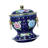 KESOTO Kupfer-Hot Pot Cloisonné-Hot Pot Warmhaltetopf mit Untertasse Kochgeschirr Robuster Haushaltsparty-Buffet-Hot Pot aus -Hot Pot, BLAU
