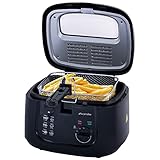 Fritteuse 2,5 L Elektro Fritöse Frittierkorb Friteuse Pommes Kaltzonenfritteuse Anti-Geruchsfilter Spritzschutz Edelstahl Temperaturregelung bis 190 ° Schwarz