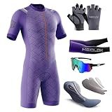 Herren Fahrrad Skinsuit,Triathlon Anzug Herren，2024 Einteiliges Radtrikot，Herren Pro Trisuit Kurzarm Triathlonanzug für Ironman-Rennen und Triathlon-Wettkämpfe-Run, Cycle, Swim (TYP-10,5XL)