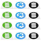 Alipis 12 Stück Mülltonnenaufkleber Selbstklebend PVC Wasserfest für Mülltrennung und Recycling Aufkleber zur Abfallklassifizierung im Innen und Außenbereich