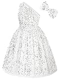 GRACE KARIN Mädchen Festlich Glitzer Pailletten Kleider mit Haarbund EIN Schulter Kleid 6-12jahre CL1548