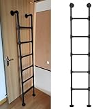Strapazierfähige Dachbodenleiter zur Wandmontage, schwarzes Metall, Eisen, Etagenbett, Leiter, Feuerentzug für Wohnheim, Bibliothek, Lager, Deck, Wohnmobil, Boot, 150 kg Kapazität (280 cm)