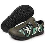 ZEPYFXIT Barfussschuhe Kinder Unisex Barfußschuhe Junge Mädchen Breite Zehenbox Minimalistische rutschfest Walking Schuhe Klettverschluss Traillaufschuhe(Grün-Schwarz,34 EU)