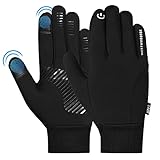 WESTWOOD FOX Winter-Fahrradhandschuhe, Touchscreen-Handschuhe, Winddicht, Herren/Damen, Thermo-Laufhandschuhe, rutschfest, warmes Fleecefutter, zum Wandern, Autofahren, Klettern (Schwarz, XL)
