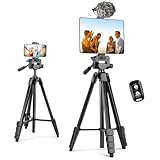 Aureday Kamera Stativ, 162cm Handy Stativ mit Reisetasche Stativ Smartphone mit Drahtloser Fernbedienung und Handyhalterung für DSLR-Kameras, Handys, Projektoren, Spektiv-Fernglas (Schwarz)