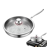 Kochtopf – Titan-Edelstahl-Bratpfanne mit Deckel, Kochpfanne, Konstruktion, für Pfannkuchen, Eier, Steak, Zuhause, Küche, Camping, Innen- und Außenbereich