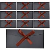 ATSNOSH 10 Stück Schwarz Schöne Briefumschläge, Umschläge Grußkarten, Kraftpapier Umschläge mit Schleife, Einladungsumschläge, 11x22 cm, für Weihnachten Geburtstag Valentinstag Hochzeit (Schwarz)