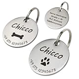Hundemarke mit Gravur | Personalisiert mit Name | 30mm Namensschild für Halsband | Anhänger Marke | mit Symbolen | Tiermarke für Hunde und Hundewelpen