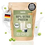 HANS Brainfood 90% Bio ULTRA fermentiertes Erbsenprotein Pulver cremig 1kg neutral - Veganes Proteinpulver cremig Mit Optimalem Aminosäurenprofil & Gut löslich - Bio Protein Pulver
