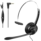 Voistek Einöror Call Center Telefon-Headset, 2,5mm Klinke, Noise Cancelling Mikrofon, Lautstärkeregler – Kompatibel mit DECT/IP-Telefonen (Panasonic, Gigaset, Cisco u.a.), Schwarz