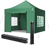 VOUNOT® Pavillon 3x3m Wasserdicht Stabil Winterfest, Pop Up Faltpavillon mit 4 Seitenteilen und 4 Sandsäcke, Party Pavillon Faltbar Gartenzelt Partyzelt, Grün