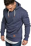 REPUBLIX Herren Basic Kapuzenpullover Sweatjacke Pullover Hoodie Sweatshirt R-0054 Blau Melange XL