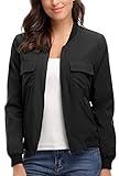 MISS MOLY Bomber Jacket Womens Flight Jacket Zip Up Lightweight Jacket Multi-Pocket Black X-Large