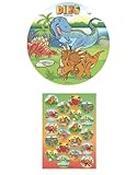 Dekozauber24 Essbarer Tortenaufleger Dino 20cm + 20x Muffinaufleger je 3,4cm, vegetarisch, zuckerfrei, essbares Tortendeko Set für den Kindergeburtstag mit Dino Motto, Muffin Deko essbar